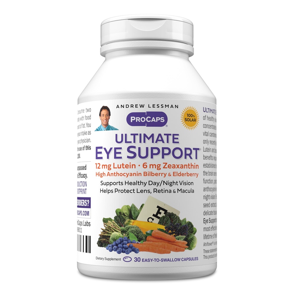 ANDREW LESSMAN Ultimate Eye Support 30 Softgels - 12mg Lutein, 6mg Zeaxanthin, Bilberry, Key Nutrients to Support Eye Health and Promote Healthy Vision. No Additives. Easy to Swallow Softgels