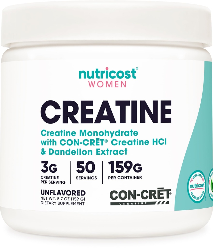 Nutricost Kreatyna Monhydrat proszek dla kobiet, Mikronizowane, Nieflawored, 50 Służenie - wegetarianin, Non-GMO, Gluten Free
