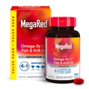 Megared Omega-3 Fish Oil + High Absorption Krill Oil 500mg Softgels, MegaRed Advanced 4in1 (80 liczenie w butelce) Skoncentrowany Omega-3 Fish & Krill Oil Supplement