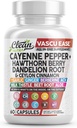 Czysty Nutra Cayenne Pepper Suplement Kapsułki z Hawthorn Berry, Dandelion Root, Ceylon Cynamon, Czosnek, Ginger, Berberine, Jabłko Cydr Ocet, Mleko Thistle, Buka Root, Aloe Vera Pille & więcej