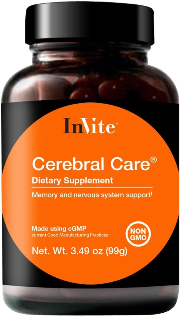 InVite Health Brain Health Care ™ - Wspiera zdrowie mózgu w tym pamięć, koncentrację, uwagę i nastroje - Zawiera Inozytol, Acetyl- L- Karnityna, Cholina, Fosfatydylseryna, Astaksantyna - 30 Sług (2- Pack)