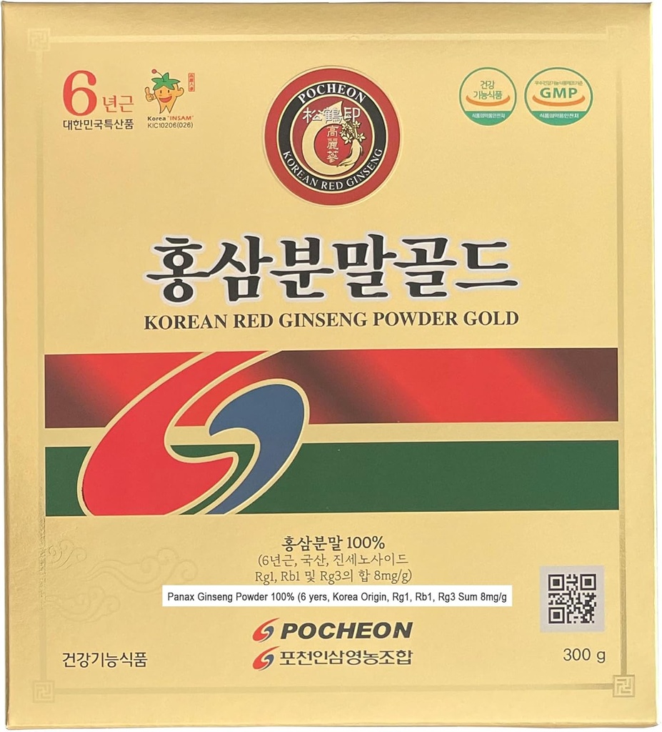 Pocheon 300g Koreański czerwony Ginseng proszek Złoto 6 Lata, Brak dodatków 100% Czysty, Wysoka Ginsenozyd Panax, Naturalne wsparcie immunologiczne