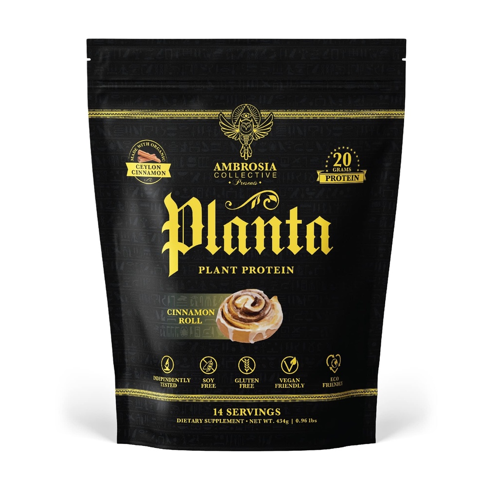 Ambrosia Planta - Premium Plant- Protein based 124; Vegan & Keto Friendly & 124; Smakosze bez kwitnienia lub stomach Usset 124; Gluten & Soy Wolny 124; Nie Dodano cukru 124; 14 Sług 124; (Cynamon Roll)