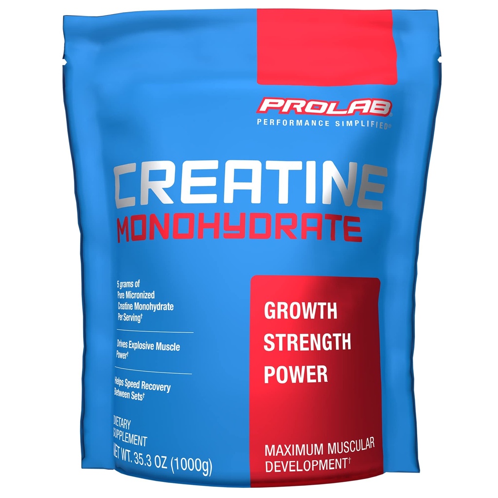 ProLab Nutrition Creation Monowodzian Proszek mikronizowany 1000G, Czysty Kreator dla wytrzymałości mięśni, Moc & Wytrzymałość, Szybkie Absorbowanie, Unflavored, 5000mg Per Serv (5g) (200 Sług)