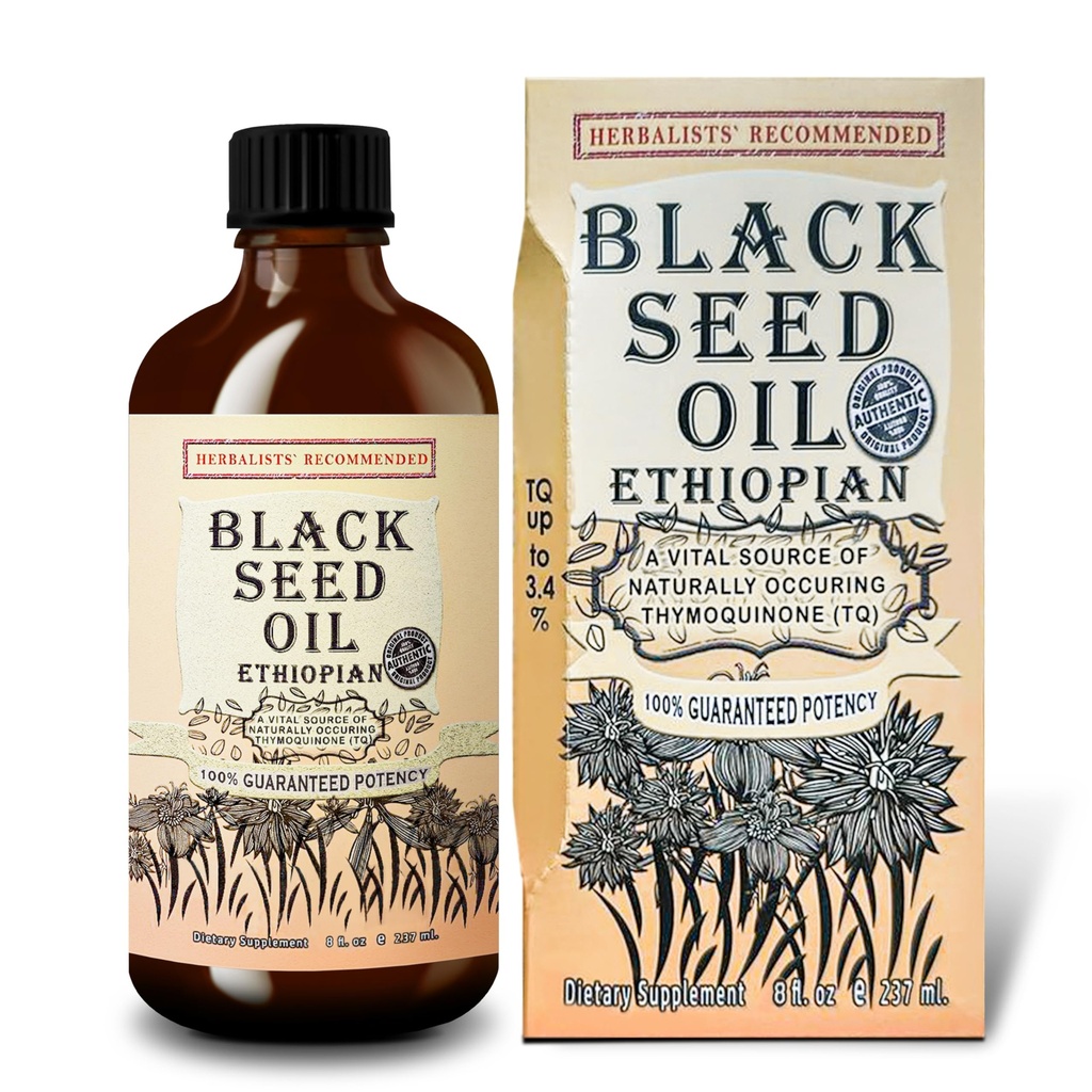 Black Seed Oil 8 oz - Cold Pressed Etiopian Black Cumin Nigella Sativa, 3X Thymoquinone, 100% Czysty i organiczny płyn w szklanej butelce - Wspiera immunologiczne, włosów i skóry zdrowia