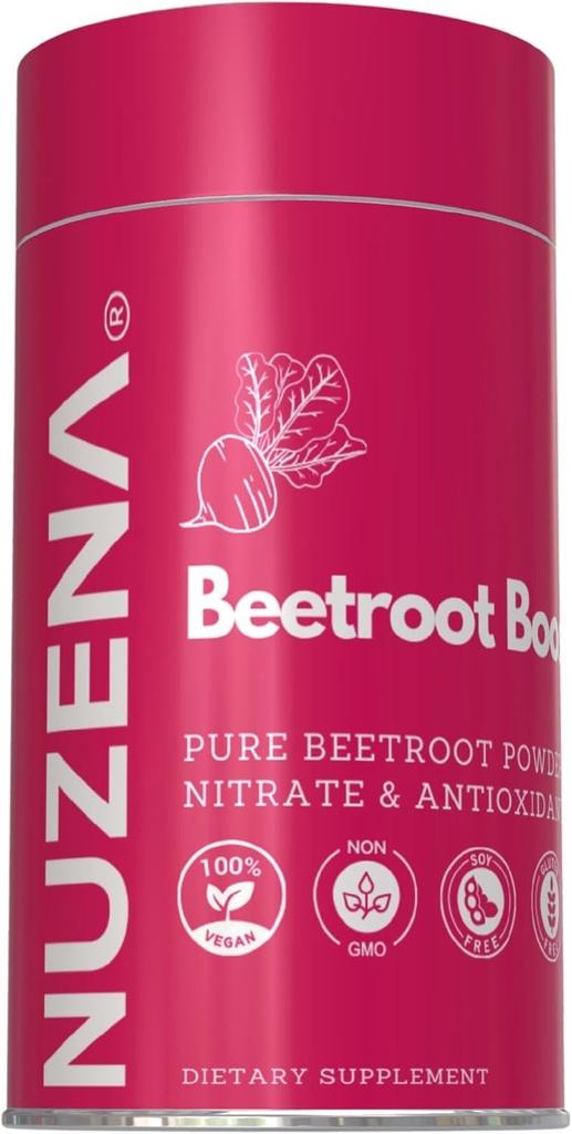 Nuzena Beetroot Boost + 1300 mg Beta Vulgaris Beet Burak w proszku kapsułki 124; Made in USA Vegan, Non- GMO & gluten Free Nitric Oxide Booster Suplement Buraka 124; Serving Size: 2 kapsułki