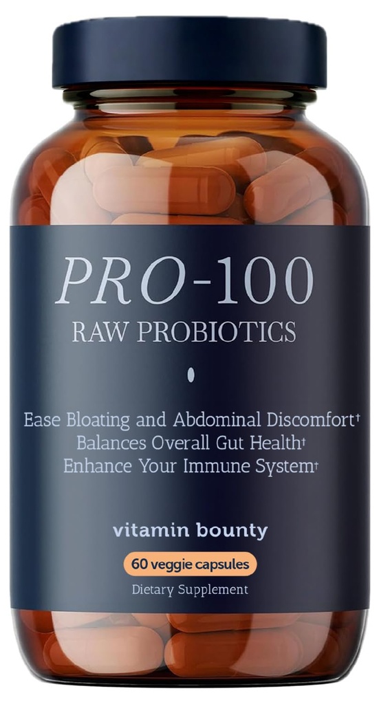 Witamina Bounty Pro- 100 Probiotyk 100 Miliard CFU - 13 Szczepów do Żywienia Zdrowia i Wsparcia immunologicznego - Probiotyki o dużej mocy dla kobiet i mężczyzn - Opóźnione uwalnianie kapsułki dla Gut Health - 60 Count