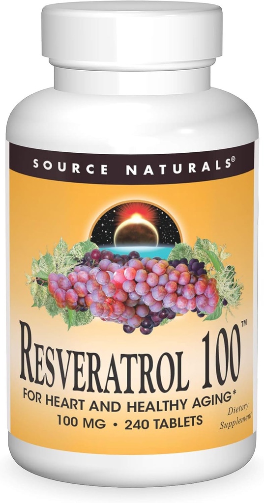 Źródło Naturals Resveratrol 100, dla Heart and Healthy Aging * - 100mg 240 tabletek
