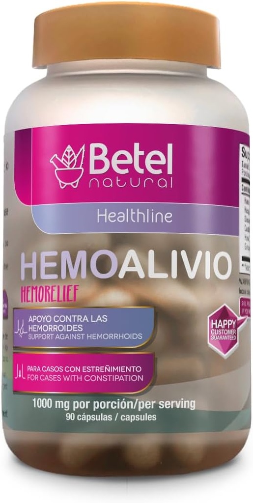 Betel Natural Premium HemoAlivio Rosita - wsparcie dla hemoroidów i zaparć - 1000 mg - 90 kapsułek