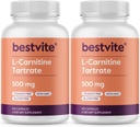 BESTVITE L- Karnityna winian 500 mg na kapsułkę (240 kapsułki) (120x2) - Brak stearynianów - Nie GMO - Bez glutenu
