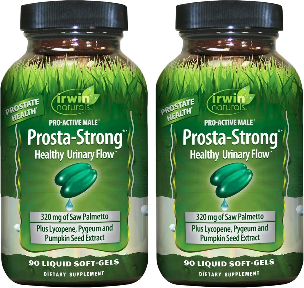 Irwin Naturals Prosta- Strong - Prostate Health Support with Saw Palmetto, Lycopene, Pumpkin Seed & More - 90 Liquid Softgels (Opakowanie 2)