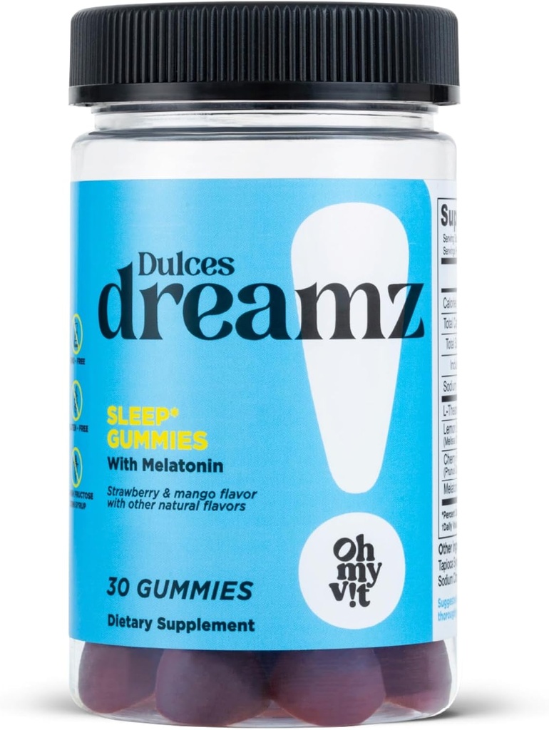 O mój Boże! Dulces Dreamz 2 mg Melatonina Gummies do wspierania normalnego snu z L-Theanine, i balsam cytrynowy, aromat owocowy dla dorosłych, 30 Count