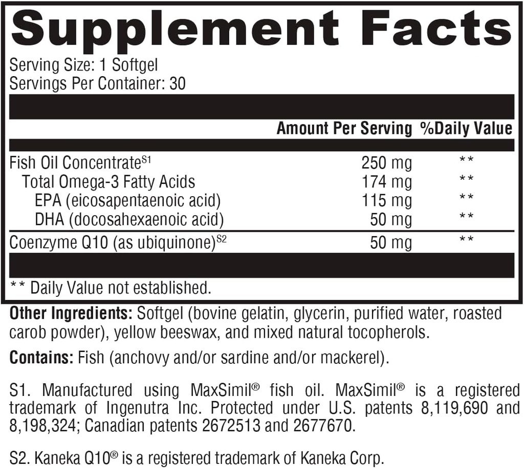 XYMOGEN CoQmax Omega 50 mg - CoQ10 + Fish Oil Omega 3 Supplement - Dual- Action Heart Health Support - Coenzym q10 + Specialised Fish Oil for 3X Greater Absorption of EPA DHA (30 Softgels)