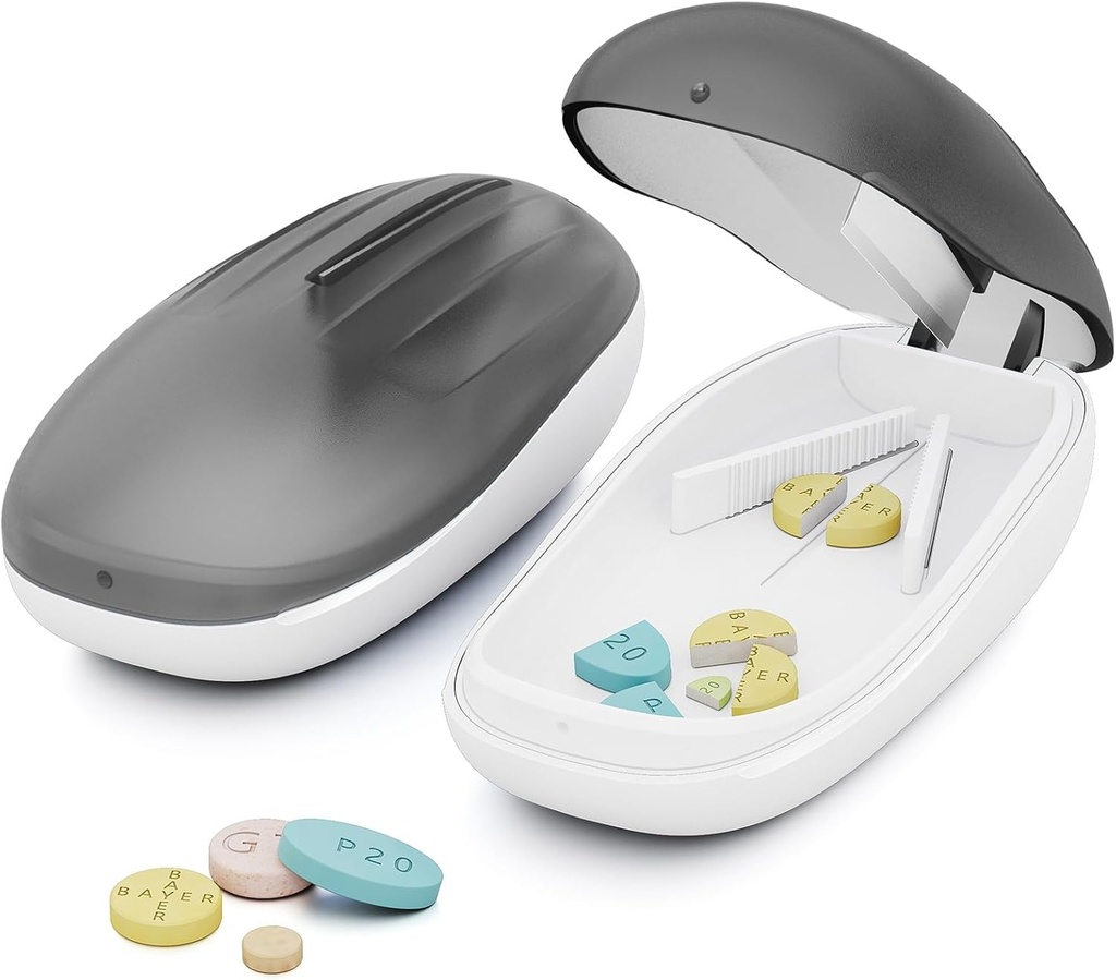 TookMag Pill Cutter Splitter dla małych i małych tabletek, Pill Cutter dla małych lub dużych tabletek, Pill Splitter ze stali nierdzewnej Cięcie ostrza, czarny