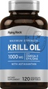 Piping Rock Krill Omega 3 Softgel kapsułki 124; 1000mg 124; 120 Count 124; EPA DHA Suplement z Astaksantyny 124; Maksymalna moc 124; Non-GMO, Gluten Free