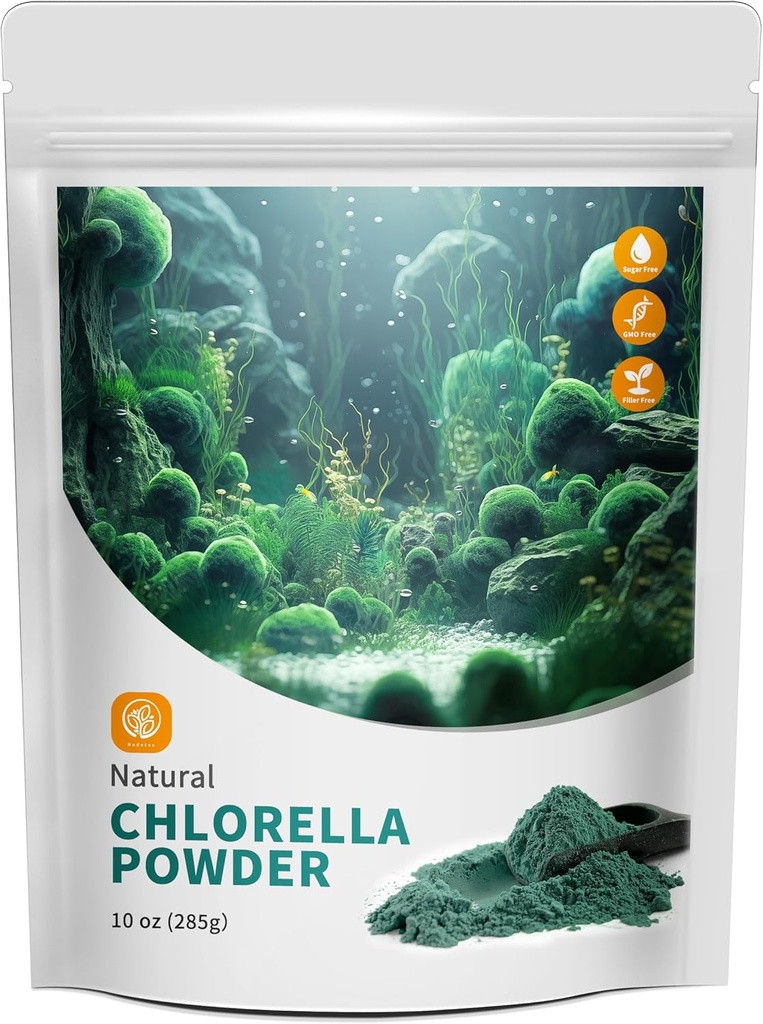 Chlorella Proszek Naturalny z 10 oz - Chlorofil Proszek, Wspiera system immunologiczny i wątroba Funkcje, Keep Youth, Wegan, Bogate w białko wegańskie i witaminy.