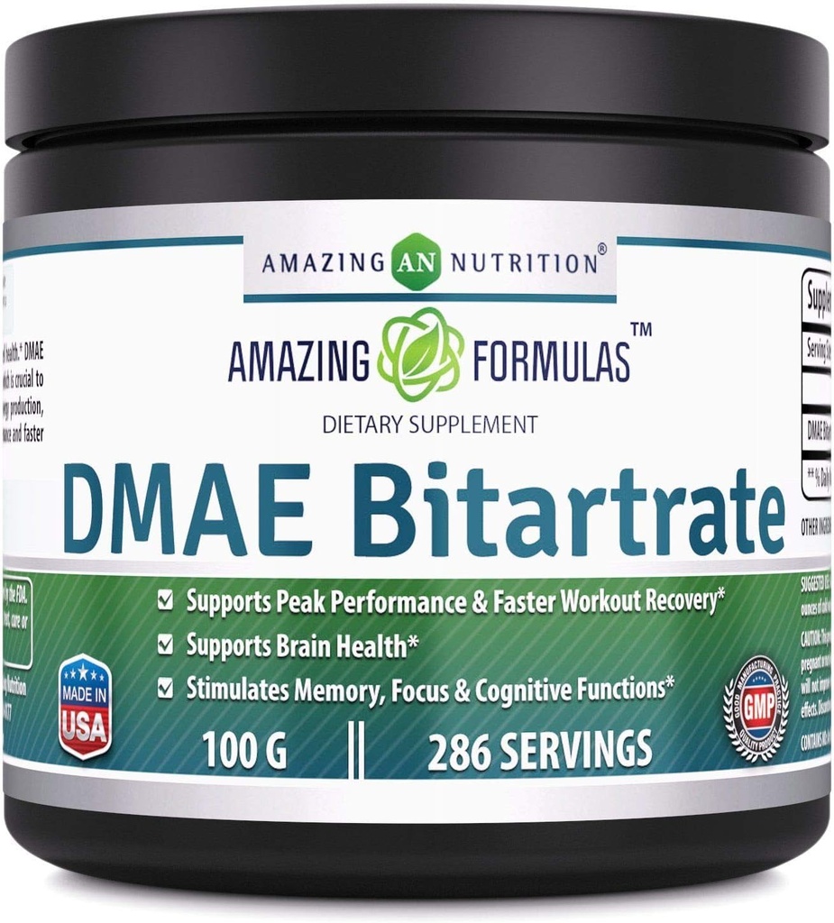 Amazing Formuła DMAE Bitartrate proszek Suplement do proszku 124; 100 Grams 124; 286 Służenie 124; NieGMO 124; Bez glutenu 124; Made in USA