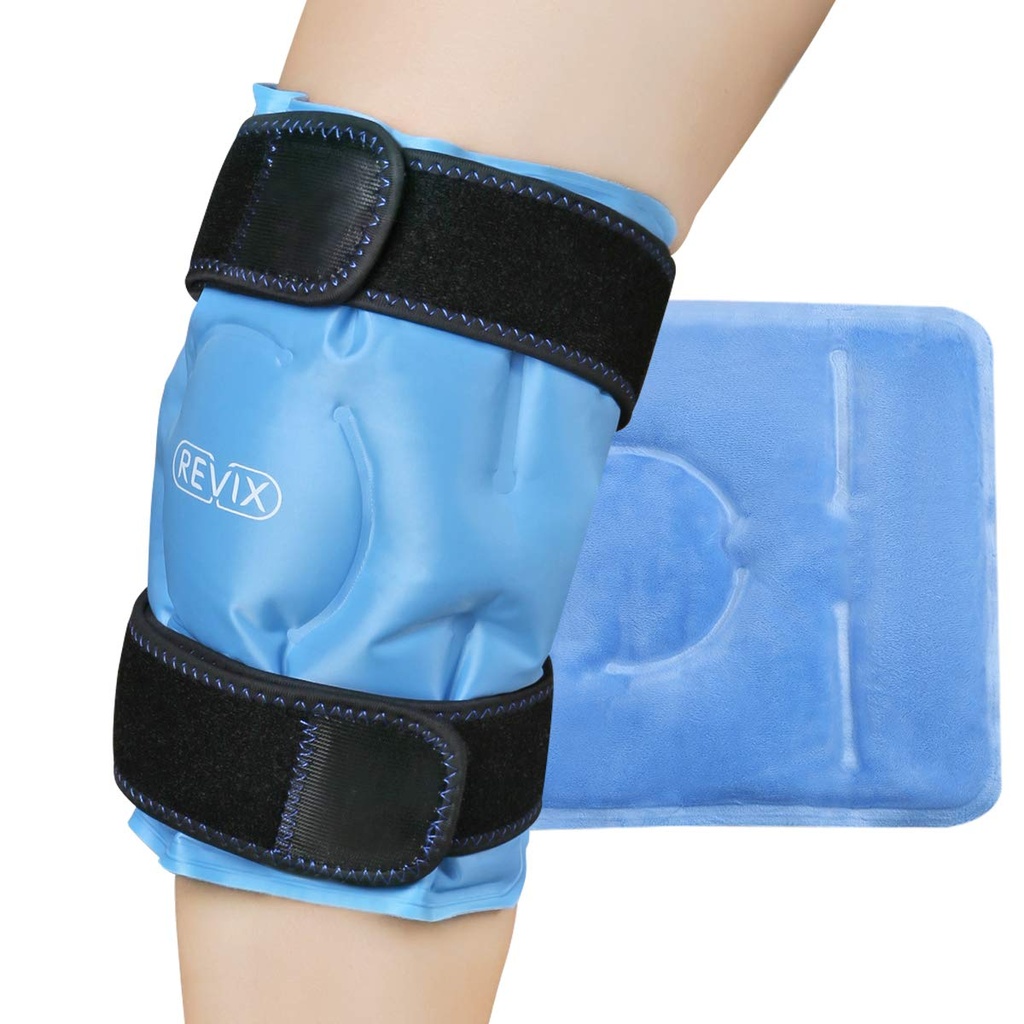 REVIX Ice Pack for Knee Pain Relief, wielokrotnego użytku żel Ice Wrap dla urazów nóg, Opuchlizna, Chirurgia zamiany kolana, Zimna terapia kompresji dla zapalenia stawów, Meniscus Tear i ACL Blue