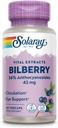 SOLARAY Bilberry Berry Extract 42 mg, Eye Health & Circulation Support, z 36% antocyanozydów, Wegan, 60 VegCaps