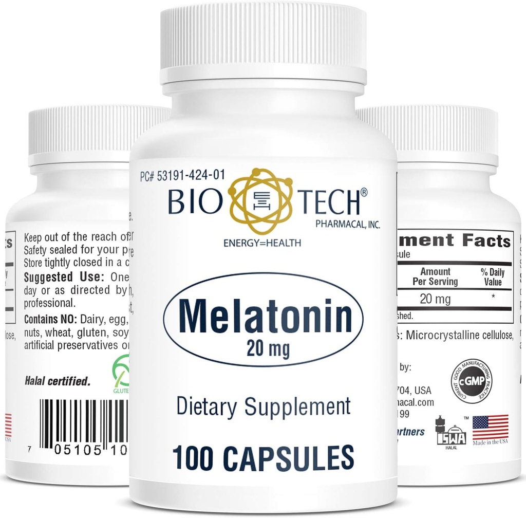 Bio- Tech Farmaceutyczna melatonina (20 mg, 100 kapsułek)
