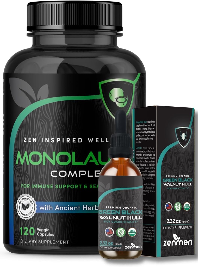 Zenmen Immune Support Bundle: Kapsułki z zielonym czarnym orzechem i monolauryną