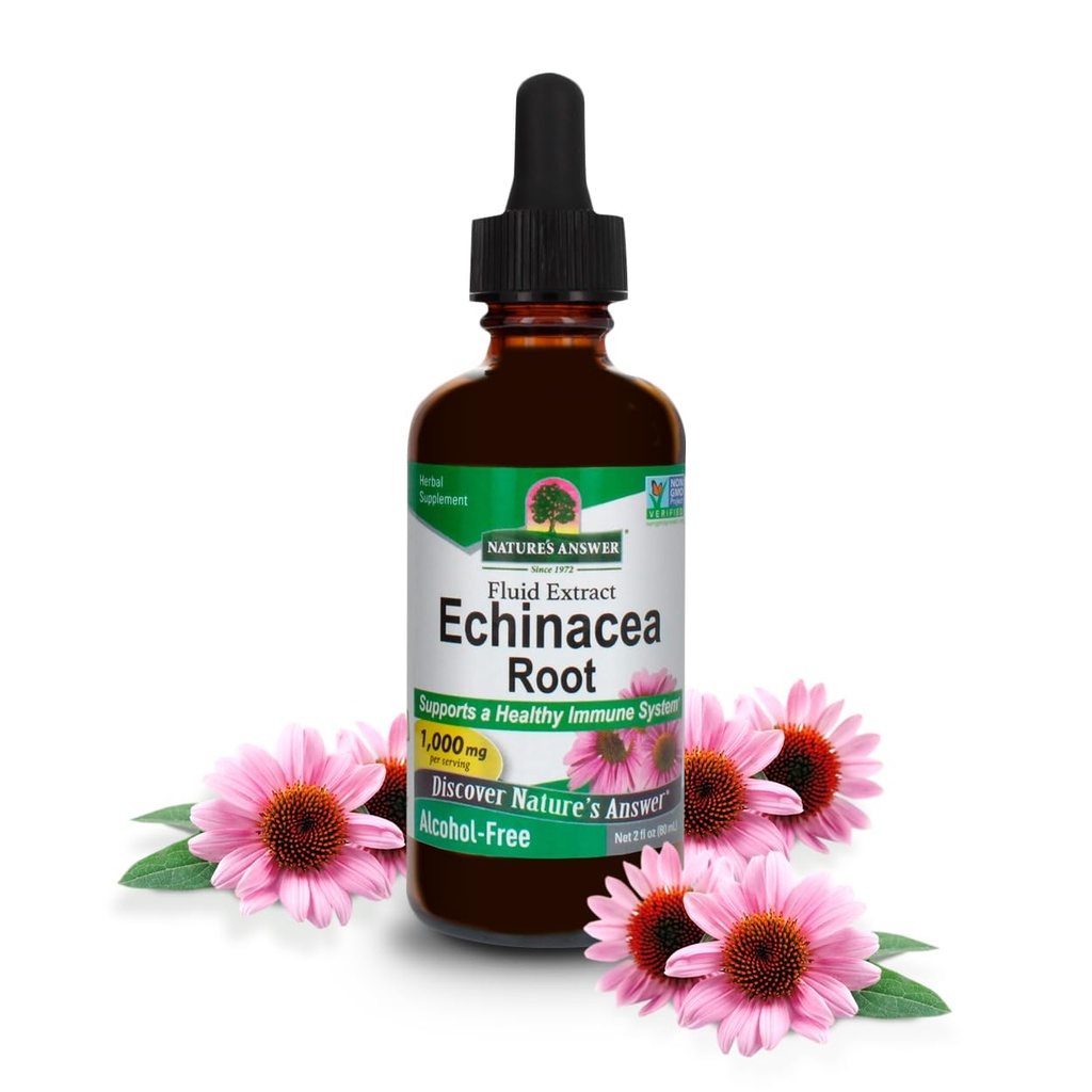 Odpowiedź natury Echinacea Extract 124; Wspiera zdrowy system immunologiczny 124; Wegan, Bez glutenu, Bez alkoholu, Non-GMO & Kosher Certyfikowany 124; 2oz