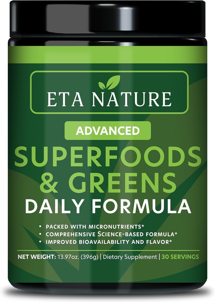 50 Super Zielony proszek - Zielony Superfood Proszek z owocami i warzywami Suplementy - Supergreens Zielony proszek dla energii, trawienie, Witalność i odporność - 30 Służenia Wegan i Non-GMO