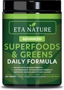 50 Super Zielony proszek - Zielony Superfood Proszek z owocami i warzywami Suplementy - Supergreens Zielony proszek dla energii, trawienie, Witalność i odporność - 30 Służenia Wegan i Non-GMO