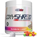 EHP Labs OxyShred PreWorkout Proszek - Proszek do treningu wstępnego z L Glutamina i Acetyl L Karnityna, Energy Boost Drink - Rainbow Candy, 60 Służenie