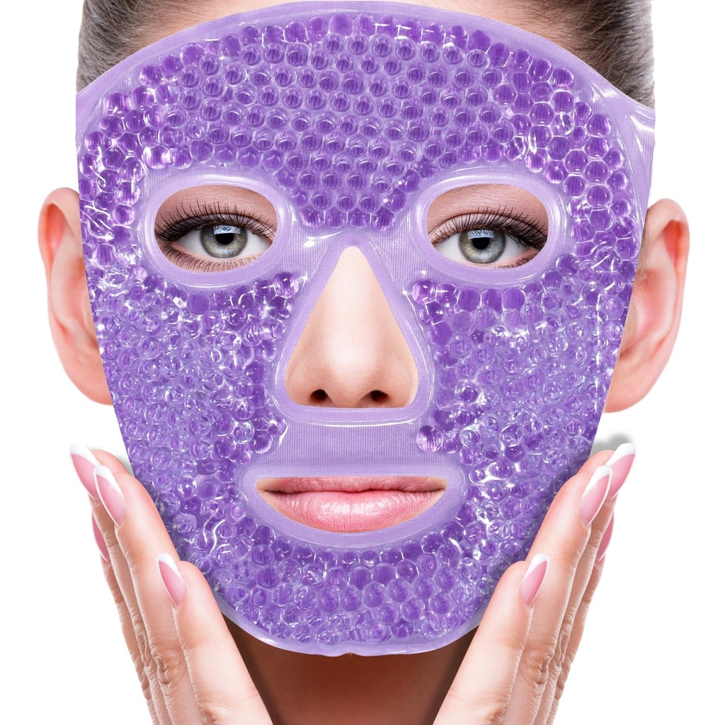 ZNÖCUETÖD Face Eye Mask Ice Pack do zmniejszenia puffness, torby pod oczami, Puffy Dark Circles, Migrena, Hot / Cold Pack z miękkim pleśń Backing (Purpurowy # 22)