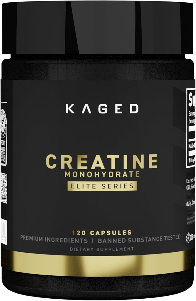 KREATINE MONOHYDRATE Elite Kapsułki Unflavored Odzyskiwanie mięśni i suplement wzrostu dla mężczyzn i kobiet, Wegan, Łatwy do spożycia, Gluten Free, Nie dodano cukru