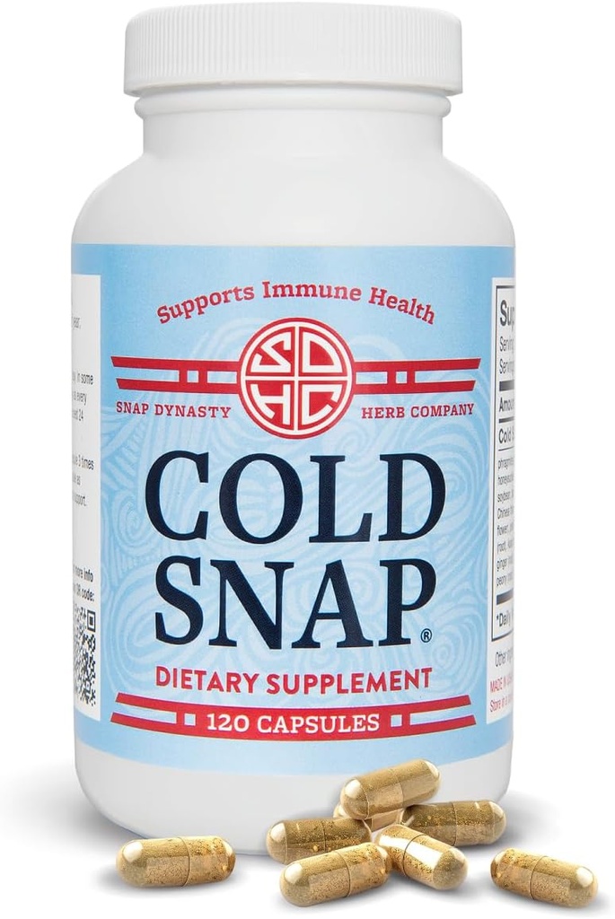 Dynastia Snap Cold Snap - 120ct Kapsułki, Pack of 1 - Plant Based Kompleksowe immunologiczne wsparcie zdrowotne dla wszystkich wieków, Szybkie suplementy dla zimnego i Flu Wsparcie, Brak objawów