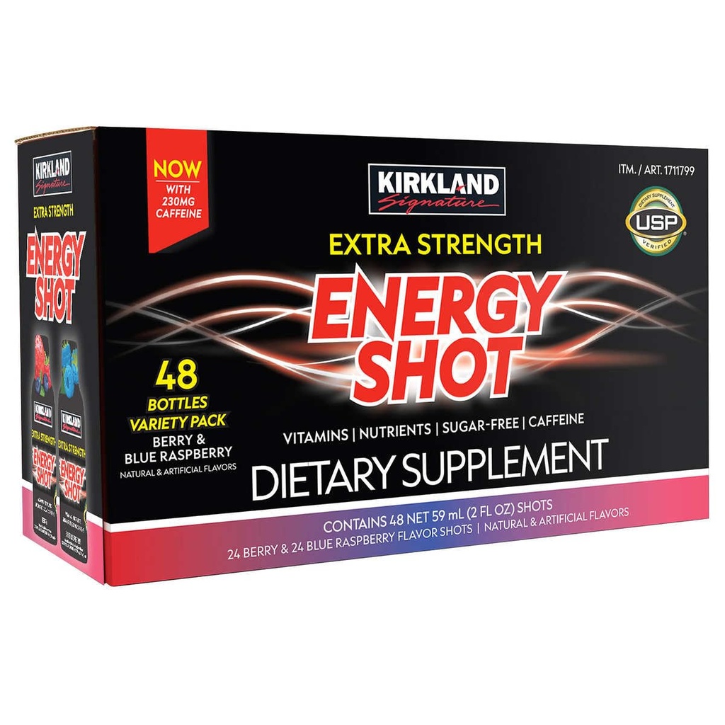 Kirkland Signature Extra Signature Energy Shot, Suplement diety: 48 Butelki Variety Pack 2 Fl Oz