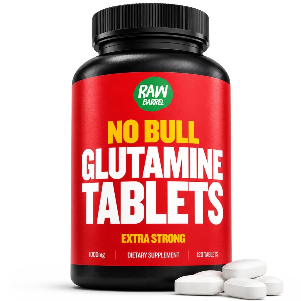 Tabletki "No Bull" L-glutaminy, czyste tabletki glutaminy L, Nie GMO, L suplement glutaminy, naturalnie Wegański, Wegetariański Przyjazny i Gluten Free, 1000mg