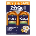 ZzzQuil Liquid Sleep Aid, Soothing Sleep, Difenhydramine 50mg HCl, Rumianek Honey Flavored, Nighttime Sleep Aid Liquid, Sen Aid dla dorosłych, 2 Pack, 24 FL OZ