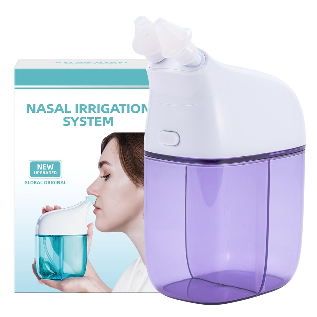 System nawadniania nosa, Nasal Rinse Machine, Sinus Rinse Machine, Sinus Cleaner Machine z Salt Water Tank & Waste Collection Tank - Oczyszczarka nosa dla Sinus, Sinus Adult, Ulga alergii - Purpurowy