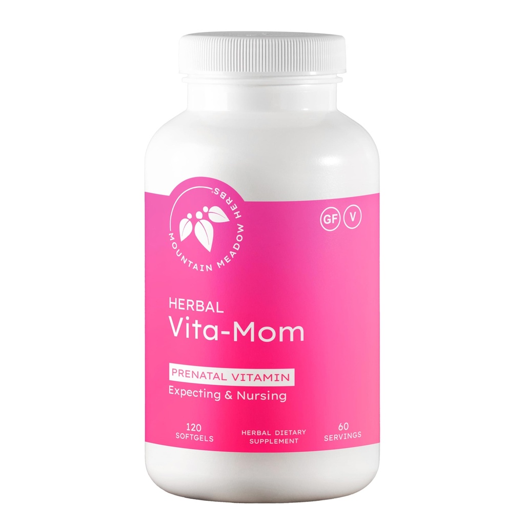 Mountain Meadow Herbs Vita- MOM Prenatal Vitamin - Herbal Supplement for Women with Folic Acid, Iron, Multivitamin & Organic Herbs - 120 Softgels (2- Month Supply)