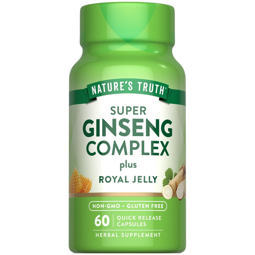 Nature 's Truth Super Ginseng Complex 124; 60 Kapsułki 124; z Royal Jelly 124; Non-GMO & Gluten suplement