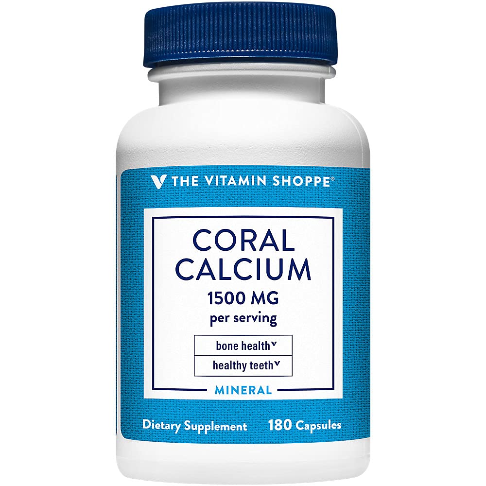 Witamina Shoppe Coral Wapń 1.500MG - Eco Safe Source of Wapń, Magnez & Ślad Minerały do wspierania zdrowych kości i zębów (180 Kapsułki)
