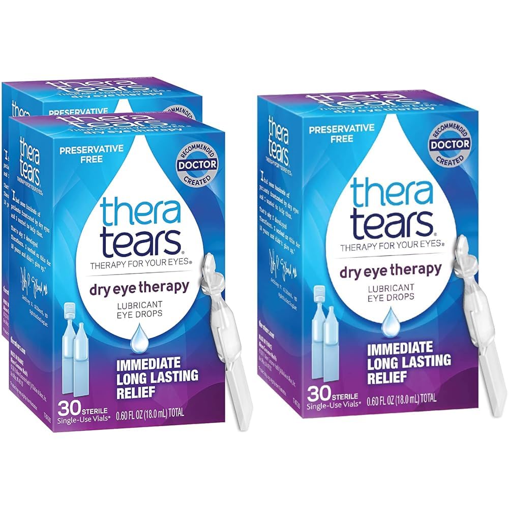 TheraTears Dry Eye Therapy Eye Drops Preservative Free 30 Vials 2 Pack Dry Eye Therapy Lubrykating Eye Drops Preservative Free 30 Single- Use Vials