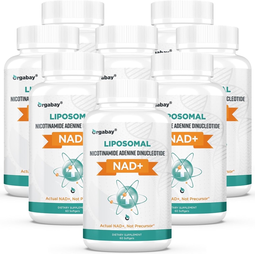 Orgabay Liposomal NAD + Suplement 500 mg, Wysoka absorpcja, Wzmacnianie NAD + z TMG 250 mg, Rzeczywisty NAD Plus bardziej wydajny niż Nikotynamid Riboside, Wsparcie energii komórkowej, Zdrowe Starzenie 124; 480 Softgels