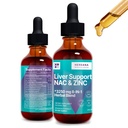Liver Support & NAC, Cynk - 2 fl oz płynne krople z mlekiem Tistle, Dandelion Root, Chicory, Turmeric, Beet Root, Chanca Piedra - Wątroba Cleanse & Detox Suplement