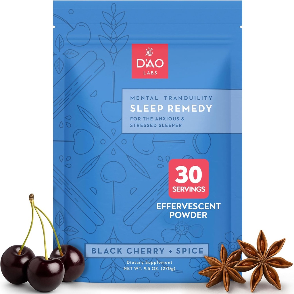 D 'AO Labs mental Tranquility - Non-Habit Forming - Mental Calmness Supplement - Stress Relax & Tranquil Powder - GUI Pi Tang Tradycyjne chińskie zioła - Black Cherry & Spice Flavor - 30 Służenia