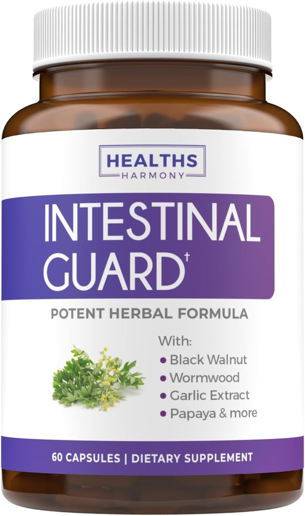 Gwardia jelitowa (Non-GMO) - Pothent Natural Formula z Wormwood, Black Walnut, Goldenseal, PAU D 'Arco, Clove, Czosnek, Więcej - Wszystko w jednym suplemencie - 60 Kapsułki (No Pills)