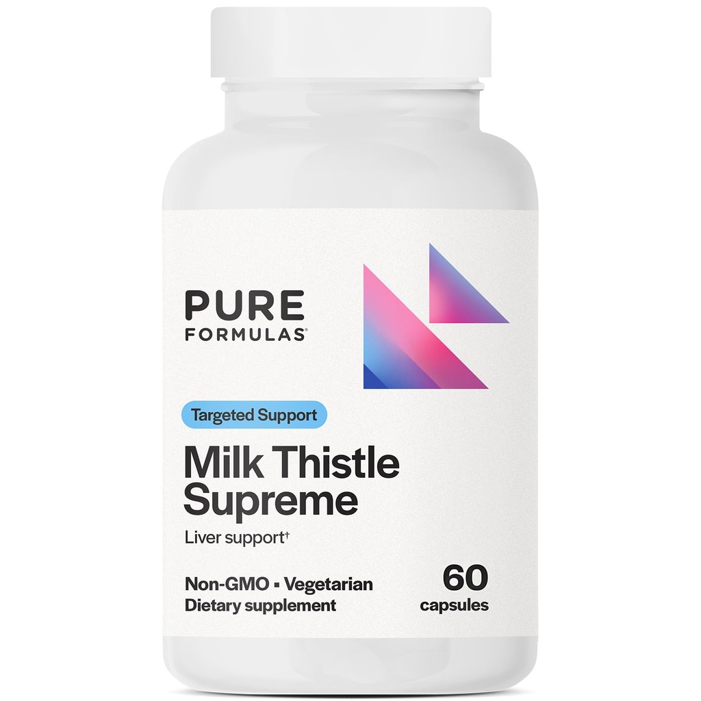 Purecompatias Milk Thistle Supreme 250 mg - Zdrowie wątroby i przeciwutleniacze - Kapsułki wegetariańskie niezawierające GMO - 60