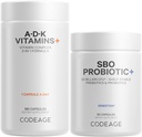 Codeage Daily ADK Witamina i Probiotic Bundle - Witamina A Palmitynian retinylu, Witamina D3 Cholekalcyferol, Witamina K, 50 Miliard CFU SBO Mieszanka probiotyczna, Nie- GMO