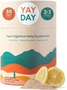 Nighttime prebiotyczny proszek włóknisty z enzymów i magnezu glicynian do snu 124; Gut suplement zdrowia dla kobiet i mężczyzn - Wsparcie trawienia, Bloating Relief - Citrus, 30 Scoops