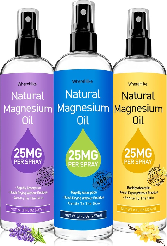 Magnezu Spray, czysty olej magnezowy Spray do stóp, Idealny prezent dla mięśni Relaxation & Better Sleep, Szybkie wchłanianie, Szybkie suszenie bez pozostałości - Unflavored.