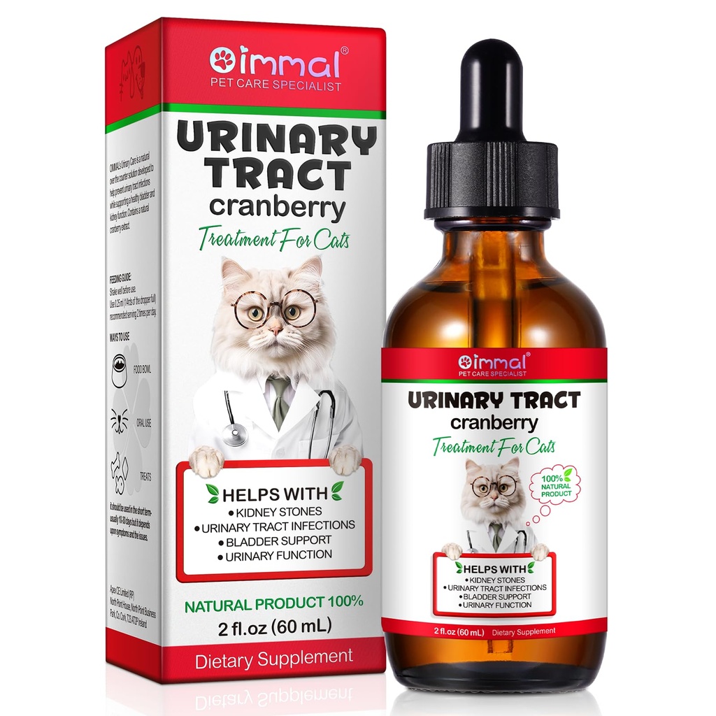 Urynary Tract for Cats, Natural Cat Urynary Tract Treatment Treatment Drops - Pomocnik Bladder, Kamień Nerki, Pies UTI, Żurawinka Nerki Bladder Supplement, Kurczak Flavor - 60 ml / 2.02oz