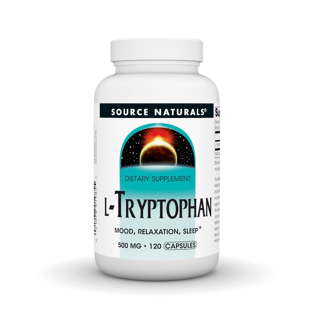 Źródło Naturals L- Tryptofan, for Mood, Relaxation, and Sleep *, 500mg - 120 kapsułki